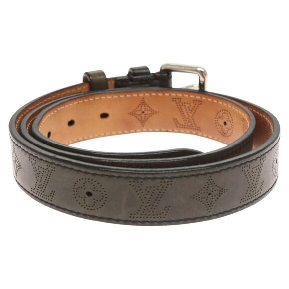 LOUIS VUITTON Mahina Ceinture Perfo Belt Leather Gray LV Auth - Picture 14 of 16